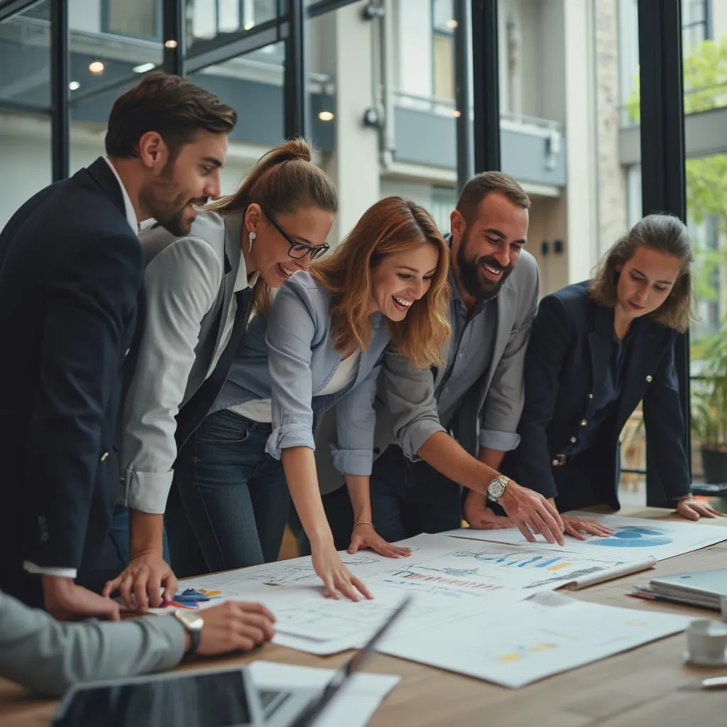 Equipo de ConsultoríaGlobal en una sesión de planificación estratégica